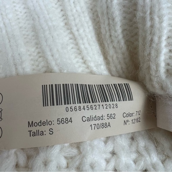 Massimo Dutti Open Knit Sweater Mock Neck S Ivory - Picture 6 of 8